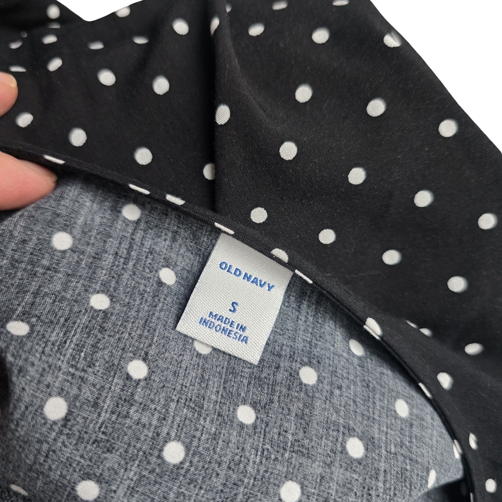 Old Navy Black & White Polka Dot Long Sleeve Faux Wrap Dress Size S Casual Fem - Picture 5 of 6